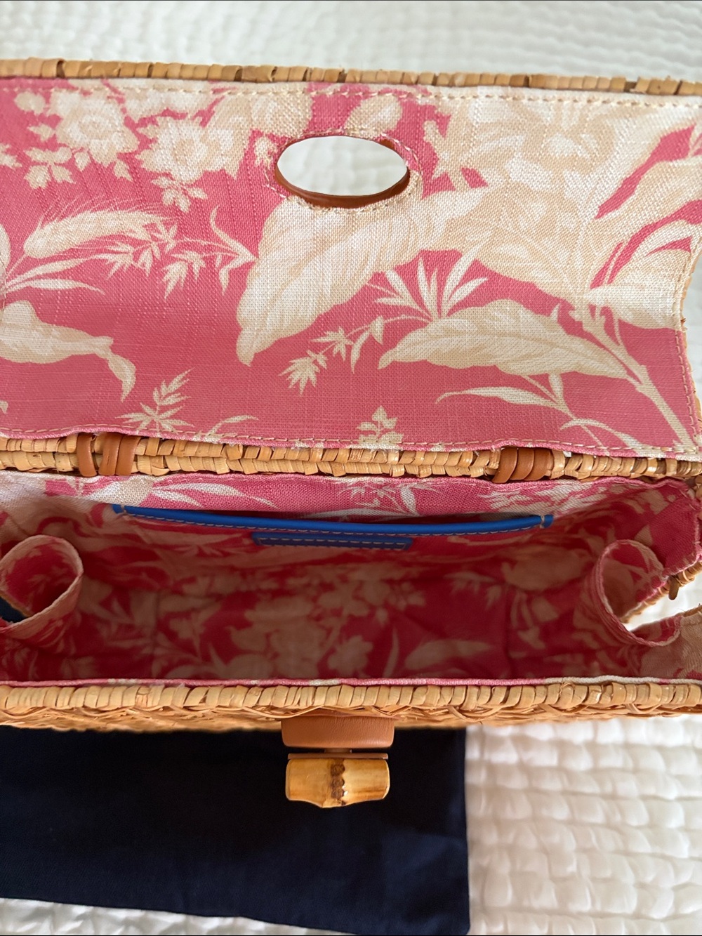 NWOT McLaughlin caned handbag with bamboo and leather accents. Current season - Picture 4 of 8